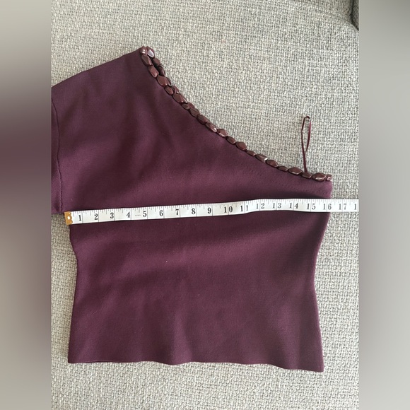 Zara Asymmetric Bobble Knit One-Shoulder Sweater Burgundy Size S - Picture 13 of 14